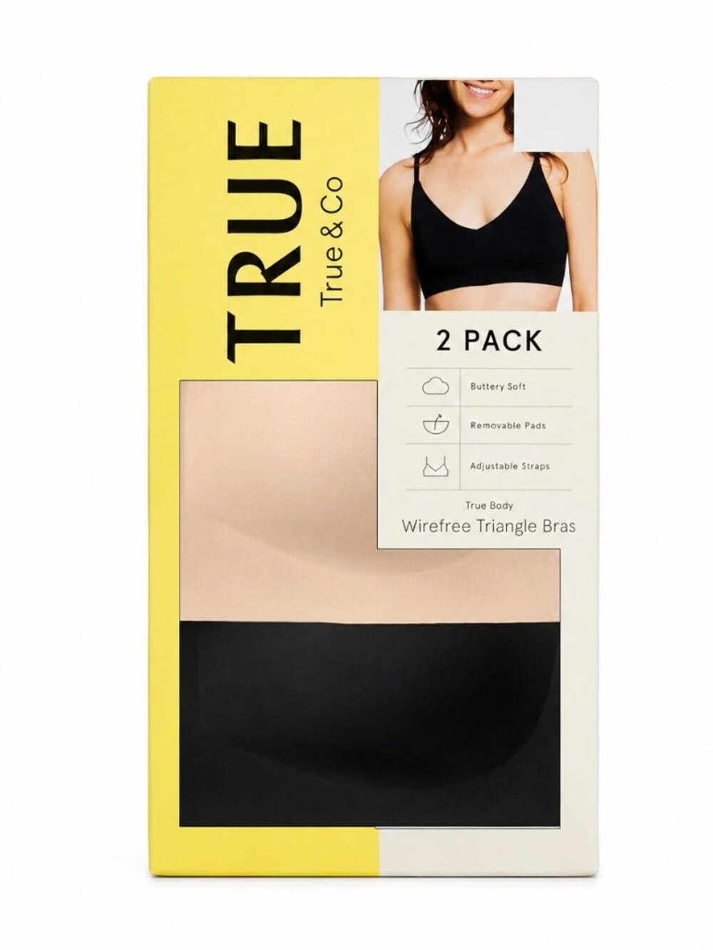 True & Co Women's Wirefree Bra 2-Pack Seamless Comfort